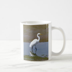 Wetlands Egret Digital Watercolor Coffee Mug