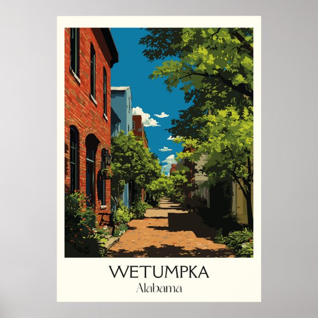 Wetumpka Alabama Historic Downtown Poster (Front)