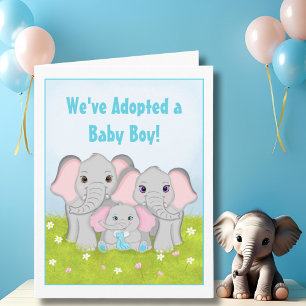 We've Adopted a Sweet Baby Boy Elephant Family Card