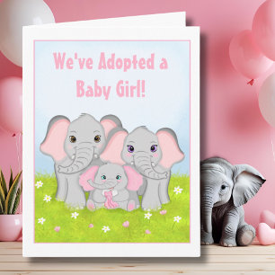 We've Adopted a Sweet Baby Girl Elephant Family Card