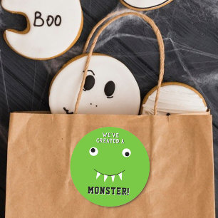 "We've Created A Monster" Halloween Baby Shower Classic Round Sticker
