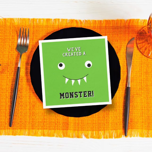 "We've Created A Monster" Halloween Baby Shower Napkin (Creator Uploaded)