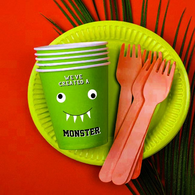 "We've Created A Monster" Halloween Baby Shower Paper Cups (Creator Uploaded)
