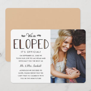 We've Eloped   Elopement Marriage Announcement