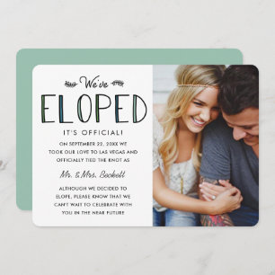 We've Eloped   Elopement Marriage Announcement