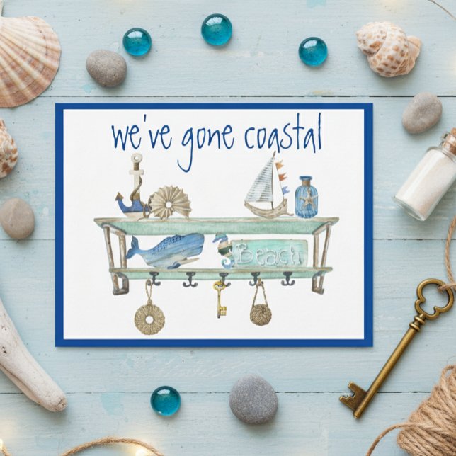 We've Gone Coastal Moving Announcement Beach Postcard (Creator Uploaded)