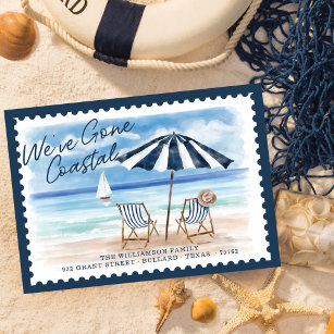 We've Gone Coastal Watercolour Beach Chairs Moving Announcement