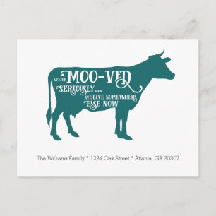 We've Moo-ved   Funny Cow Moving Announcement Postcard