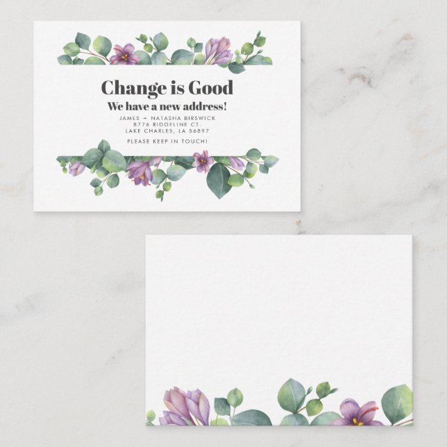 We've Moved Address Eucalyptus Moving Announcement (Front/Back)