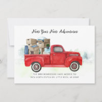 We've Moved Address Red Truck Moving Announcement