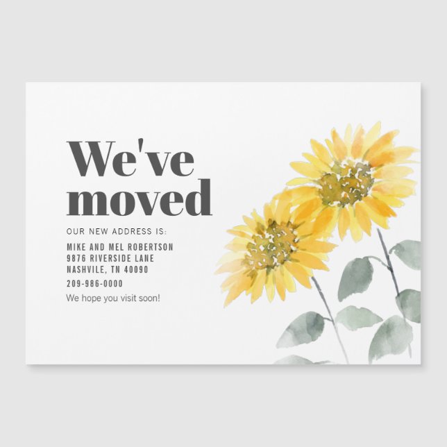 We've Moved Address Sunflower Moving Announcement (Front)