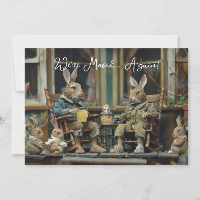 We've Moved Again Funny Rabbit New Address (Front)