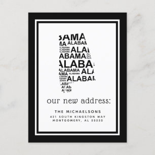 We've Moved   Alabama Typography Holiday Postcard