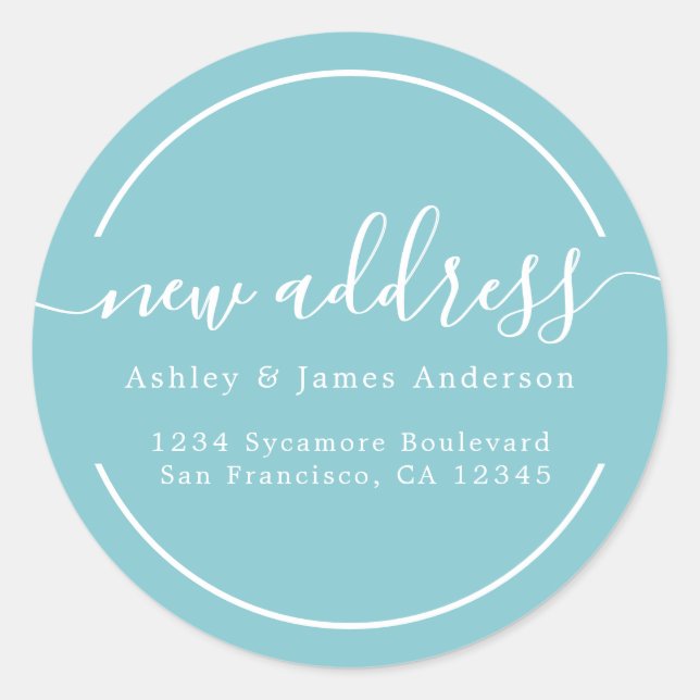 We've Moved Angel Blue New Address Classic Round Sticker (Front)