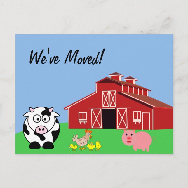 We've Moved (Animal Farm Style) Announcement Postcard (Front)