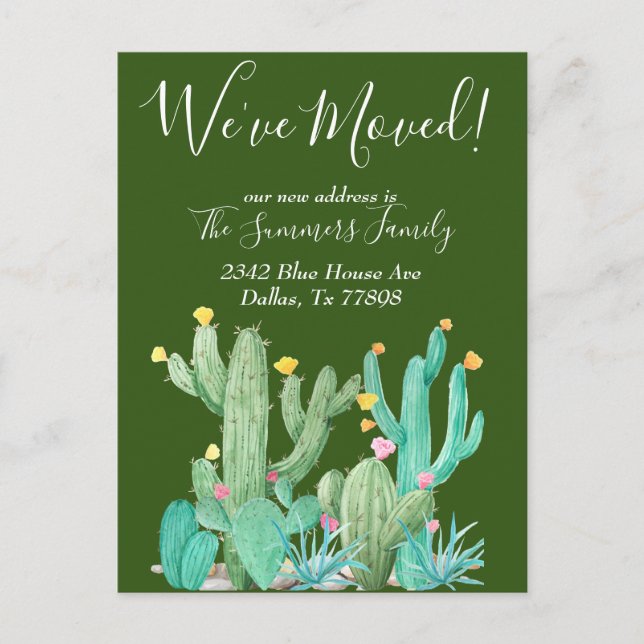 We've Moved  Announcement Cactus Desert Cacti Postcard (Front)
