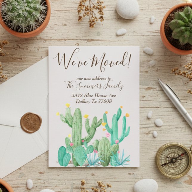 We've Moved  Announcement Cactus Desert Cacti Postcard (Creator Uploaded)