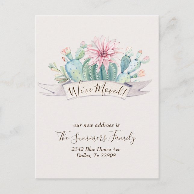 We've Moved  Announcement Cactus Desert Cacti Postcard (Front)