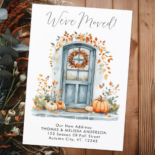 We've Moved Autumn Front Door New Address Moving Announcement