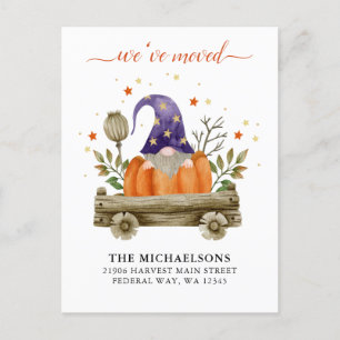 We've Moved Autumn Gnome New Address Announcement  Postcard