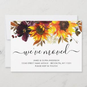We've Moved Autumn Sunflower Bloom New Home Moving Announcement