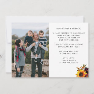 We've Moved Autumn Sunflower New Home Photo Moving Announcement