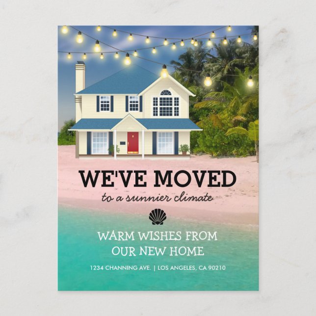 We've Moved | Beach Ocean New Home Announcement Postcard (Front)
