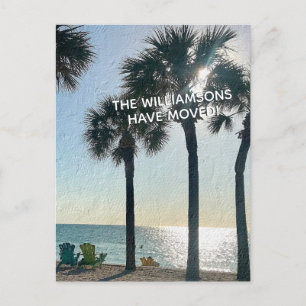 We've Moved Beach Palm Trees Budget Move  Announcement Postcard