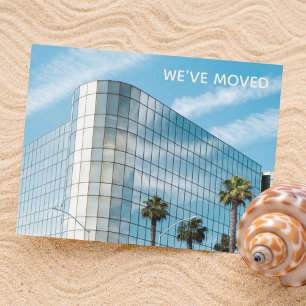 We've Moved Beach Town Office Palm Tree Announcement Postcard