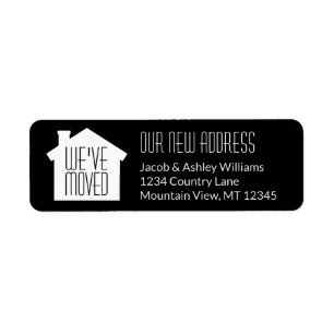 We've Moved Black and White Modern Return Address Label