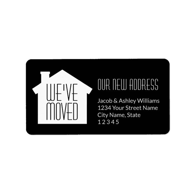 We've Moved Black and White Modern Return Address Label (Front)