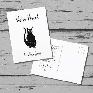 We've Moved Black Cat New Home Simple Announcement Postcard