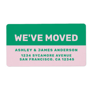 We've Moved Black Green Pink New Address