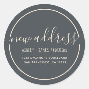 We've Moved Black Ivory New Address Classic Round Sticker