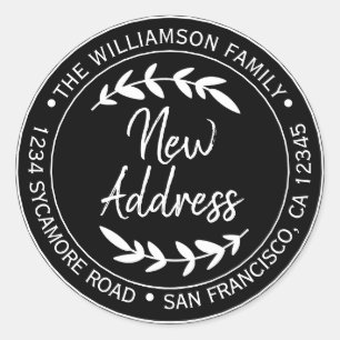We've Moved Black New Address label