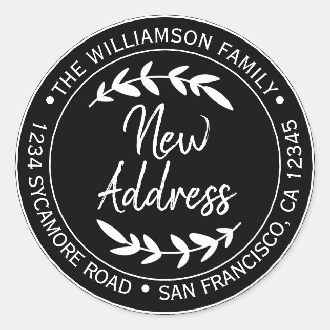 We've Moved Black New Address label (Front)