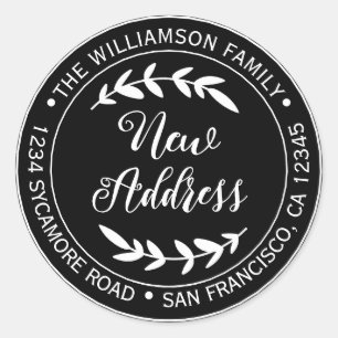 We've Moved Black New Address label