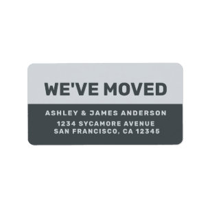 We've Moved Black Pastel Blue New Address Label