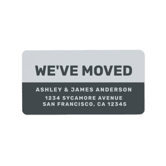 We've Moved Black Pastel Blue New Address Label (Front)