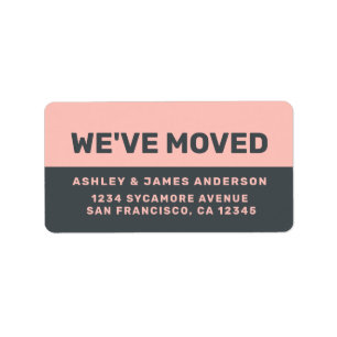 We've Moved Black Pastel Pink New Address Label