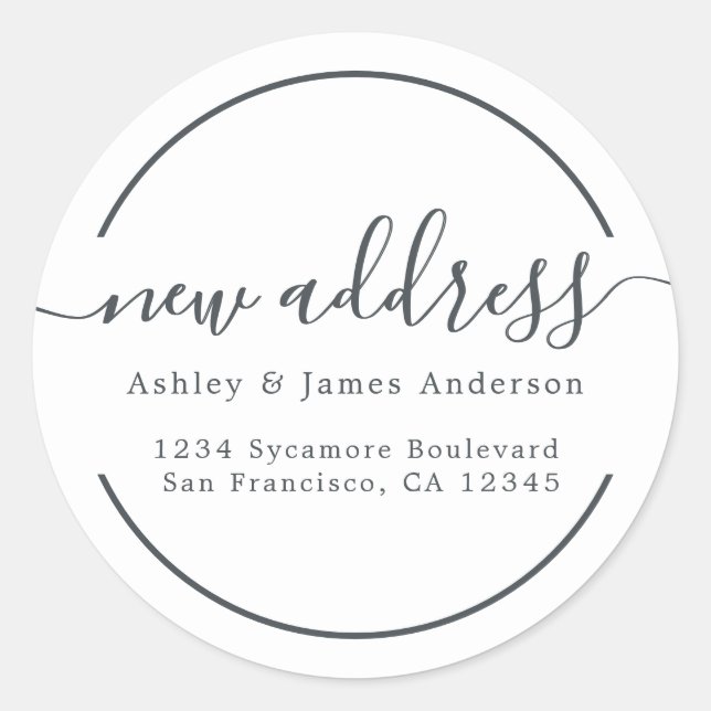 We've Moved Black White New Address label (Front)