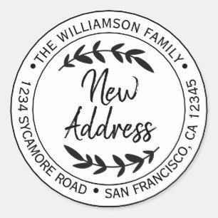 We've Moved Black White New Address label