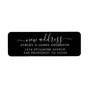 We've Moved Black White New Address label Return Address Label