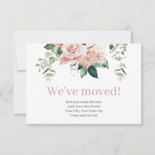 We've Moved Blush Pink Floral Announcement