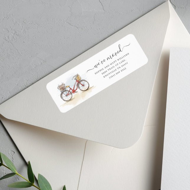 We've Moved Boho Chic Moving Return Address Label (We Have Moved Moving Announcement Bike Return Address Label)