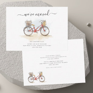 We've Moved Boho Chic Red Bicycle Moving Card