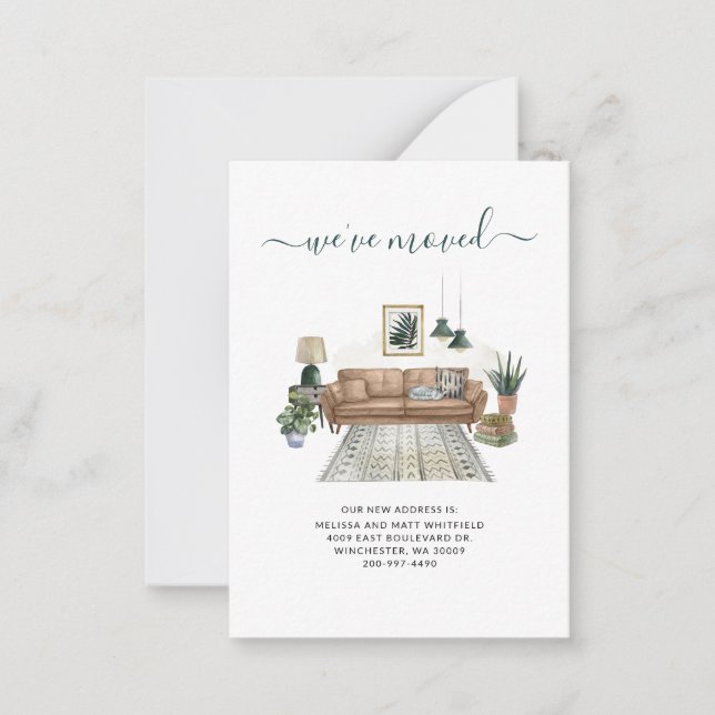 We've Moved Boho Living Room Moving Announcement (Front)