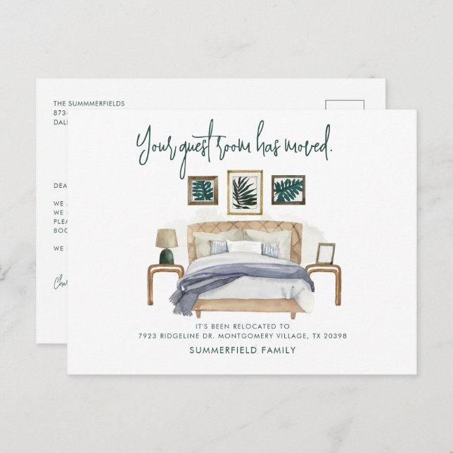 We've Moved Boho Modern Moving Announcement Postcard (Front/Back)