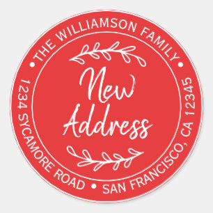 We've Moved Bright Red New Address label