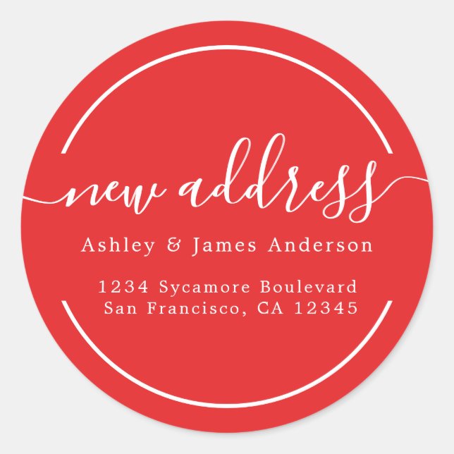 We've Moved Bright Red New Address label (Front)